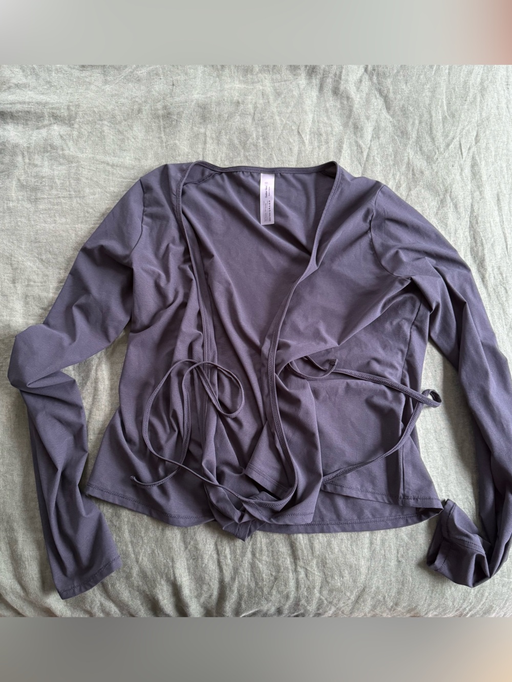 Outdoor Voices Black Wrap-Front Long Sleeve Top
